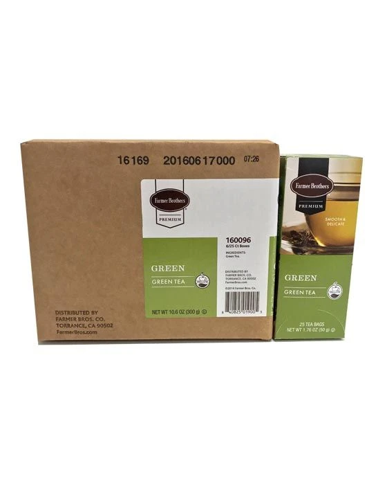 Farmer Brothers Premium: Green Tea, 6/25 Ct Tea Boxes 3 Farmer Brothers Premium: Green Tea, 6/25 Ct Tea Boxes