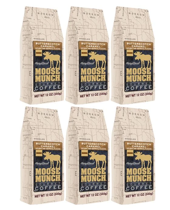 Moose Munch By Harry & David, Butterscotch Caramel Ground Coffee, 6/12 Oz Bags 3 Moose Munch By Harry & David, Butterscotch Caramel Ground Coffee, 6/12 Oz Bags