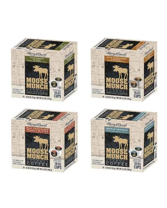 Moose Munch Northwest, Chocolate Caramel, Chocolate Peanut Butter, Maple Vanilla 4/18 Ct Boxes 3 Moose Munch Northwest, Chocolate Caramel, Chocolate Peanut Butter, Maple Vanilla 4/18 Ct Boxes