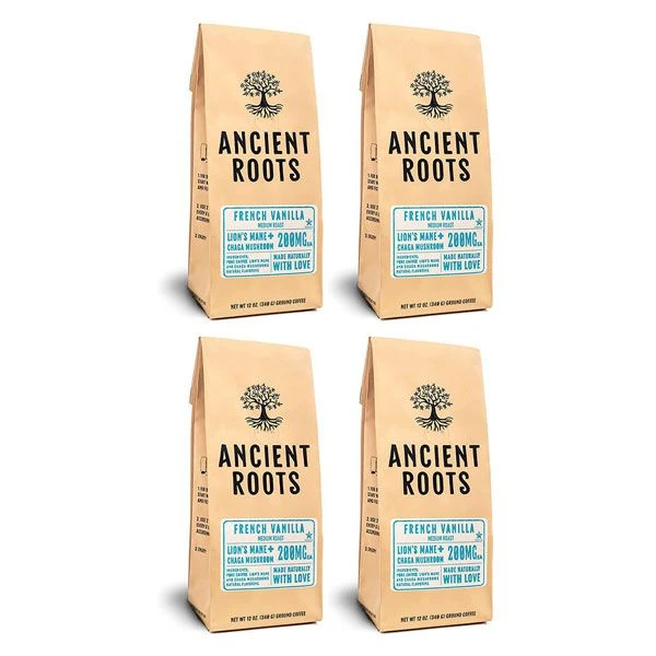 Ancient Roots French Vanilla Flavored Mushroom Coffee By Corim Premium Blends 4/12 Oz Bags 3 Ancient Roots French Vanilla Flavored Mushroom Coffee By Corim Premium Blends 4/12 Oz Bags