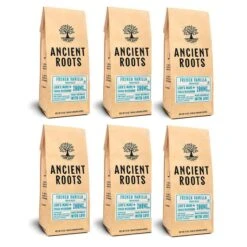 Ancient Roots French Vanilla Flavored Mushroom Coffee By Corim Premium Blends 6/12 Oz Bags