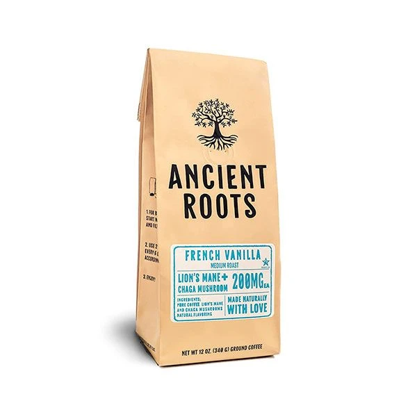 Ancient Roots French Vanilla Flavored Mushroom Coffee By Corim Premium Blends 4/12 Oz Bags 4 Ancient Roots French Vanilla Flavored Mushroom Coffee By Corim Premium Blends 4/12 Oz Bags - Image 2