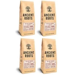 Ancient Roots Sea Salted Caramel Flavored Mushroom Medium Roast Ground Coffee, 4/12 Oz Bags