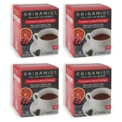 China Mist - Cranberry Blood Orange Organic Black Full Leaf Tea Sachet, 4 Boxes 15 Count Each
