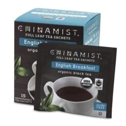 China Mist - English Breakfast Organic Black Full Leaf Tea Sachet, 4 Boxes 15 Count Each -Drinks Store china mist english breakfast organic black full leaf tea sachet 15 cnt box 1 1