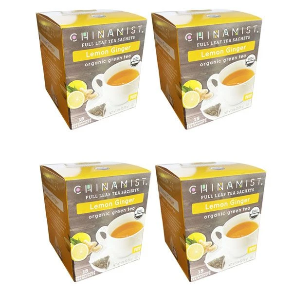 China Mist - Lemon Ginger Organic Green Tea Sachet, 4 Boxes 15 Count Each 3 China Mist - Lemon Ginger Organic Green Tea Sachet, 4 Boxes 15 Count Each