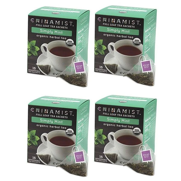 China Mist - Simply Mint Herbal Full Leaf Tea Sachet, 4 Boxes 15 Count Each 3 China Mist - Simply Mint Herbal Full Leaf Tea Sachet, 4 Boxes 15 Count Each