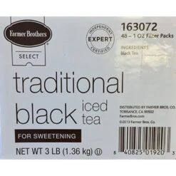 Farmer Brothers Black Iced Tea For Sweetening, 4 Boxes - 48/1 Oz 7 Farmer Brothers Black Iced Tea For Sweetening, 4 Boxes - 48/1 Oz -Drinks Store fbtradblack 1 2