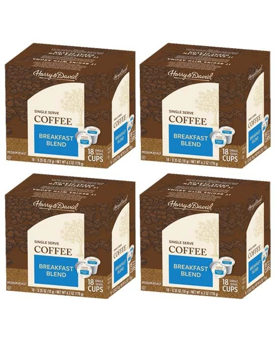 Harry & David Breakfast Blend Coffee Single Serve Cups, 4/18 Count 3 Harry & David Breakfast Blend Coffee Single Serve Cups, 4/18 Count