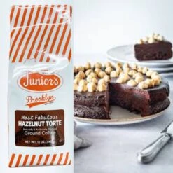 Junior's Most Fabulous Hazelnut Torte, Medium Roast Ground Coffee, 4/12 Oz Bags -Drinks Store juniorshazelnutmain 2