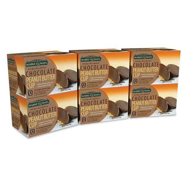 Market & Main Chocolate Peanut Butter Single Serve Coffee Cups, 6 Box (72 Cups) 3 Market & Main Chocolate Peanut Butter Single Serve Coffee Cups, 6 Box (72 Cups)