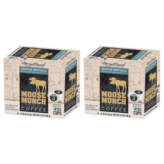 Moose Munch Maple Vanilla Single Serve Coffee By Harry & David, 2/18 Count 3 Moose Munch Maple Vanilla Single Serve Coffee By Harry & David, 2/18 Count